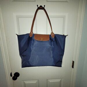 Navy Longchamp Foldable Tote Bag